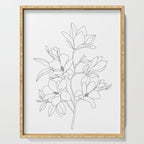 Minimal Line Art Magnolia Flowers Serving Tray Gallery Image 1
