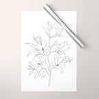 Minimal Line Art Magnolia Flowers Wrapping Paper Gallery Image 1
