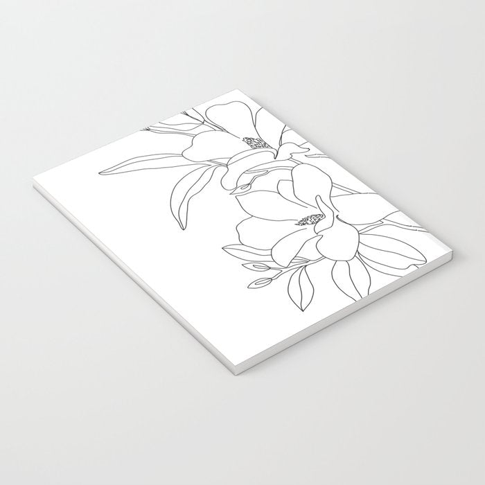 Minimal Line Art Magnolia Flowers Notebook Gallery Image 3