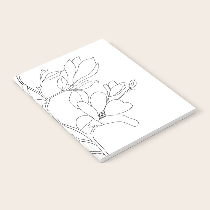 Minimal Line Art Magnolia Flowers Notebook Gallery Image 2