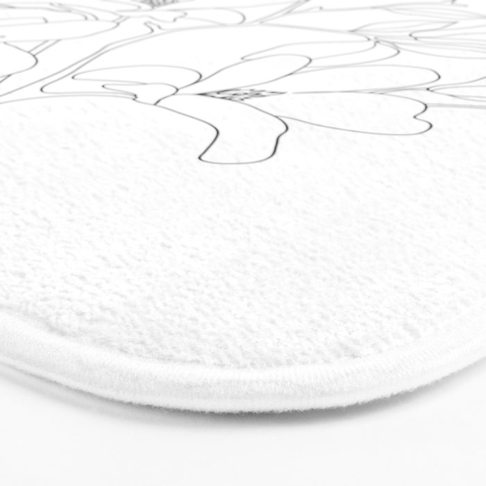 Minimal Line Art Magnolia Flowers Bath Mat Gallery Image 3