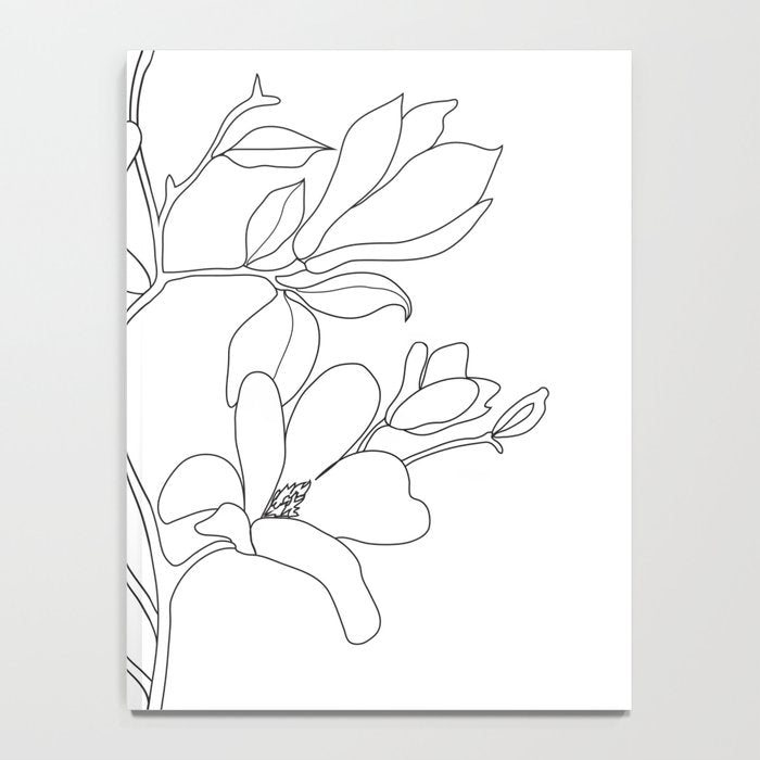 Minimal Line Art Magnolia Flowers Notebook Gallery Image 4