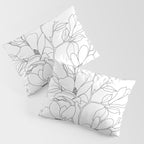 Minimal Line Art Magnolia Flowers Pillow Sham Gallery Image 3