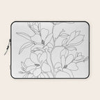 Minimal Line Art Magnolia Flowers Laptop Sleeve Gallery Image 1