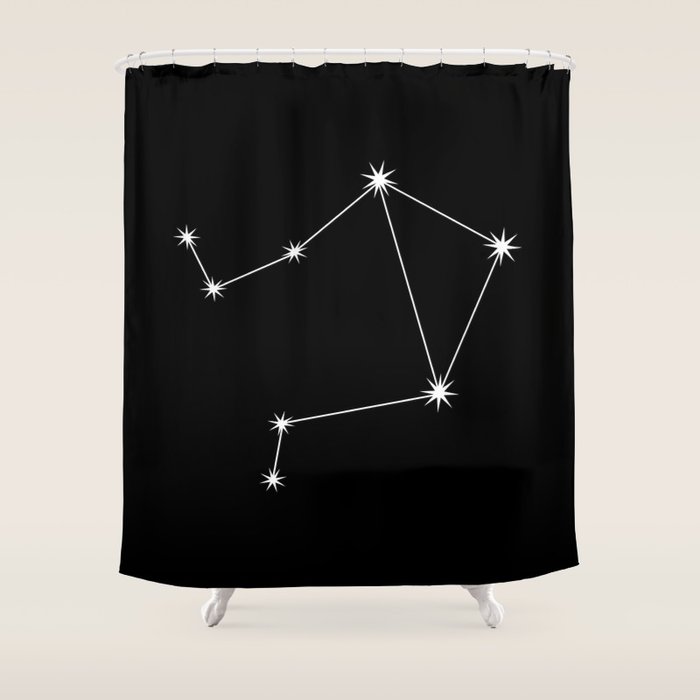 Libra Zodiac Star Constellation Line Art Black Shower Curtain Gallery Image 1