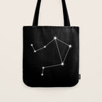Libra Zodiac Star Constellation Line Art Black Tote Bag Gallery Image 1