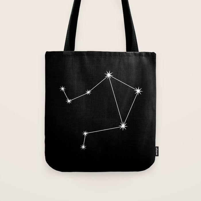 Libra Zodiac Star Constellation Line Art Black Tote Bag Gallery Image 1