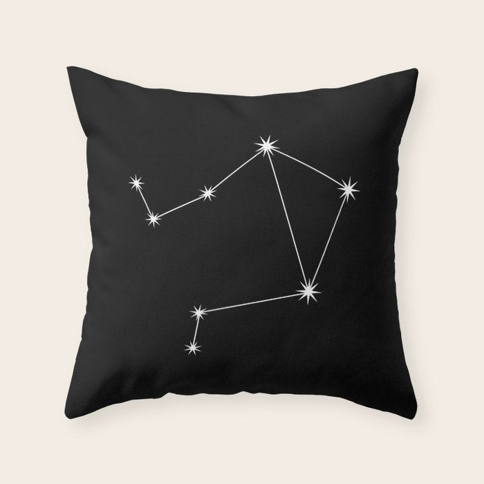 Libra Zodiac Star Constellation Line Art Black Throw Pillow Gallery Image 6
