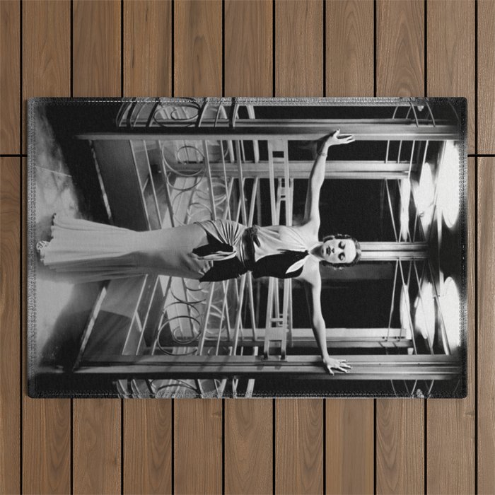 Joan Crawford, Hollywood Starlet Grand Hotel black and white photograph / art photography Outdoor Rug Gallery Image 1