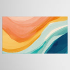 Pink, Yellow, Blue, Watercolor Abstract Sunrise Waves Tablecloth Gallery Image 2