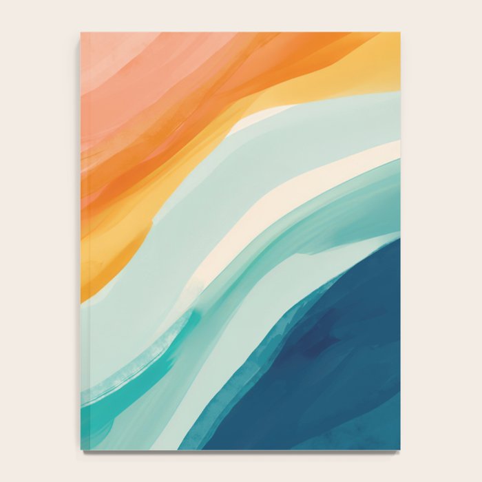 Pink, Yellow, Blue, Watercolor Abstract Sunrise Waves Notebook Gallery Image 4