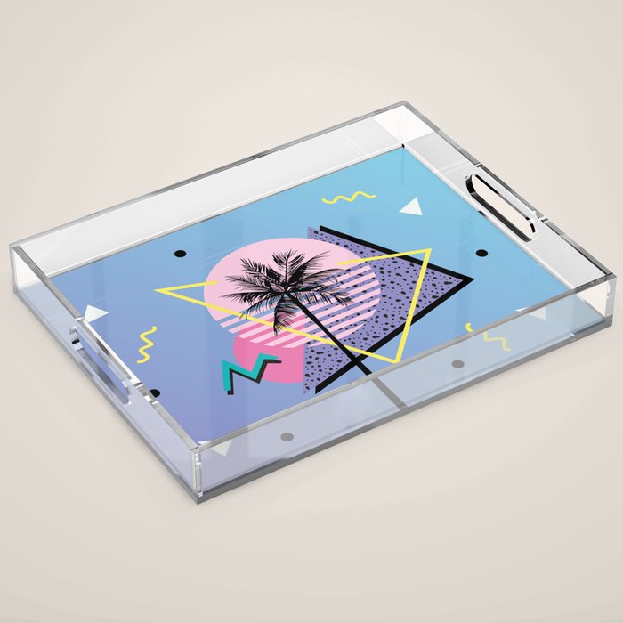 Memphis pattern 46 - 80s / 90s Retro / Palm Tree Acrylic Tray Gallery Image 1