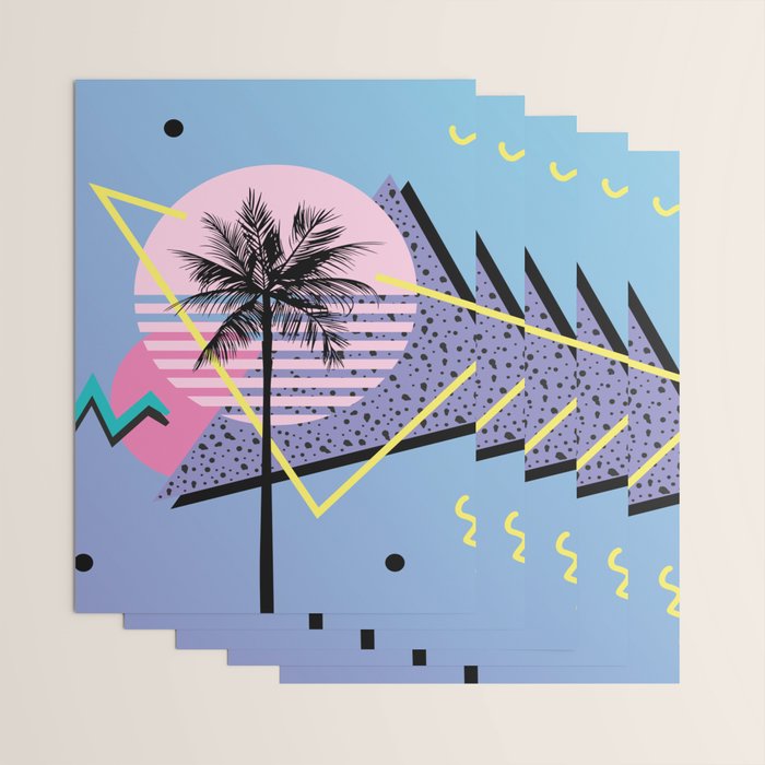 Memphis pattern 46 - 80s / 90s Retro / Palm Tree Wrapping Paper Gallery Image 3