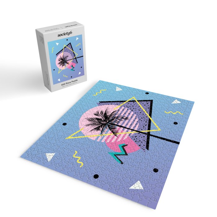 Memphis pattern 46 - 80s / 90s Retro / Palm Tree Jigsaw Puzzle Gallery Image 2