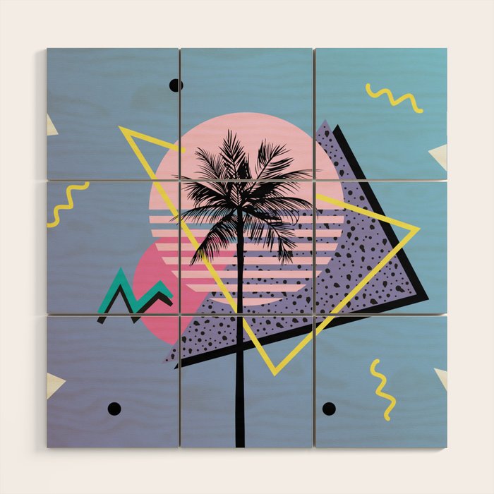 Memphis pattern 46 - 80s / 90s Retro / Palm Tree Wood Wall Art Gallery Image 1