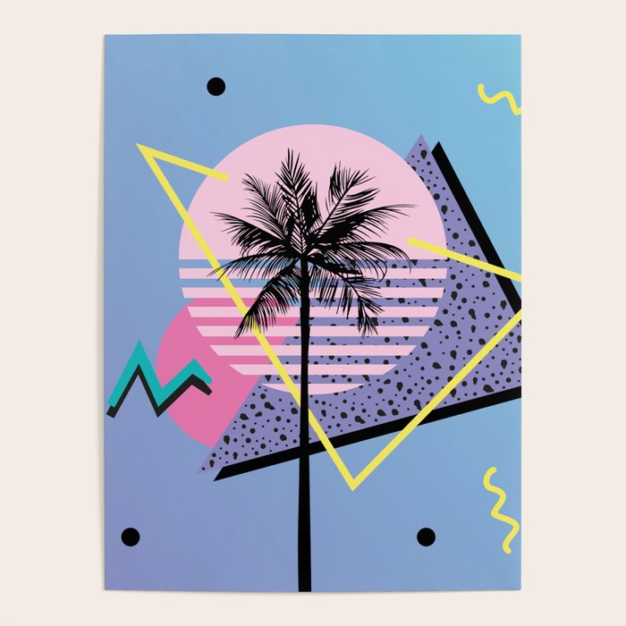 Memphis pattern 46 - 80s / 90s Retro / Palm Tree Poster Gallery Image 1