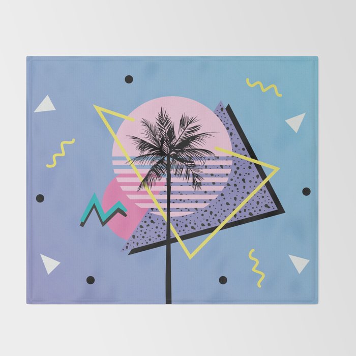 Memphis pattern 46 - 80s / 90s Retro / Palm Tree Throw Blanket Gallery Image 2