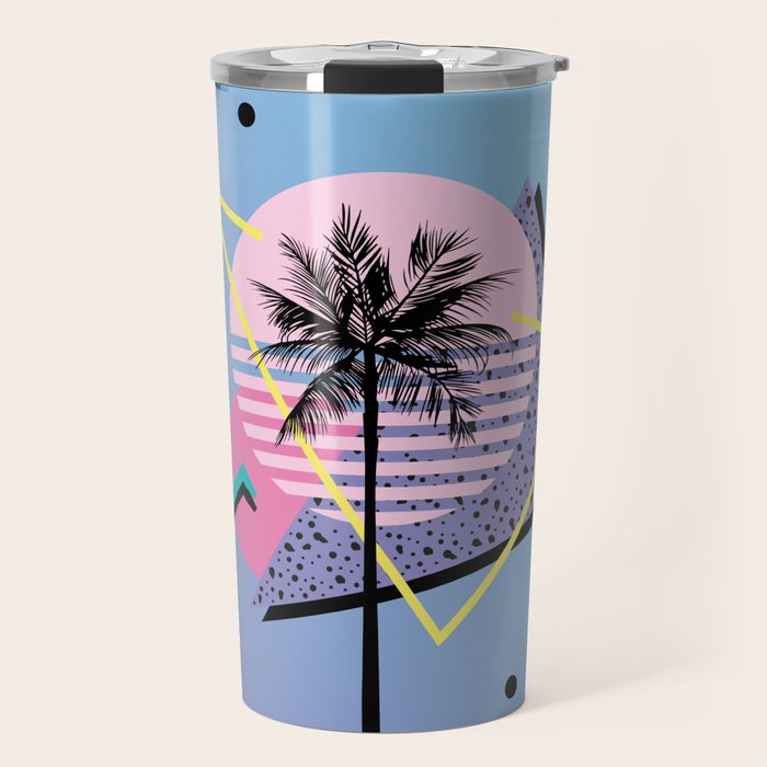 Memphis pattern 46 - 80s / 90s Retro / Palm Tree Travel Mug Gallery Image 1