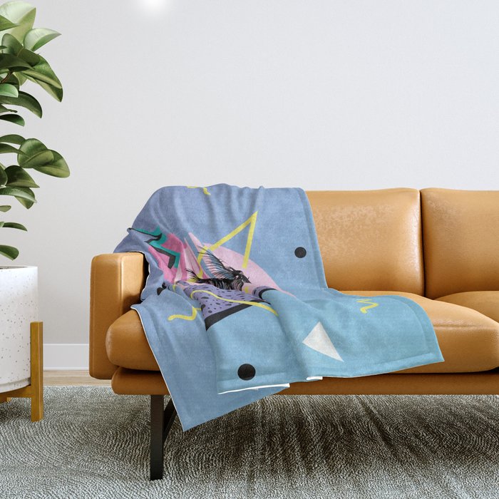 Memphis pattern 46 - 80s / 90s Retro / Palm Tree Throw Blanket Gallery Image 1