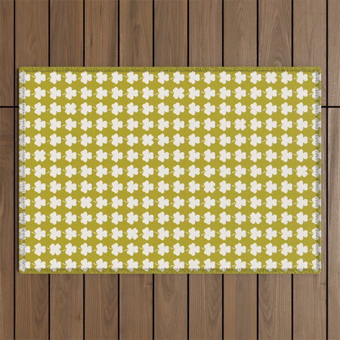 Clovers XX Chartreuse Botanical Pattern Outdoor Rug Gallery Image 1