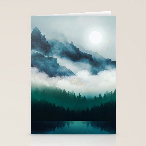 Midnight Moon Reflection Stationery Card Gallery Image 1