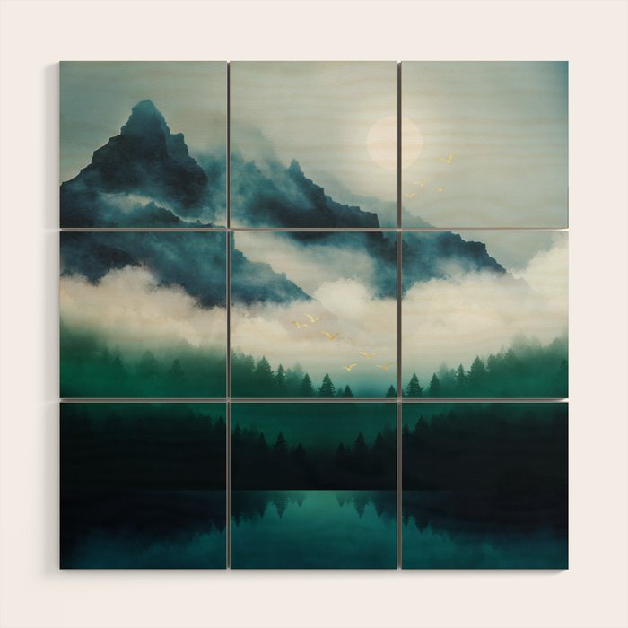 Midnight Moon Reflection Wood Wall Art Gallery Image 1