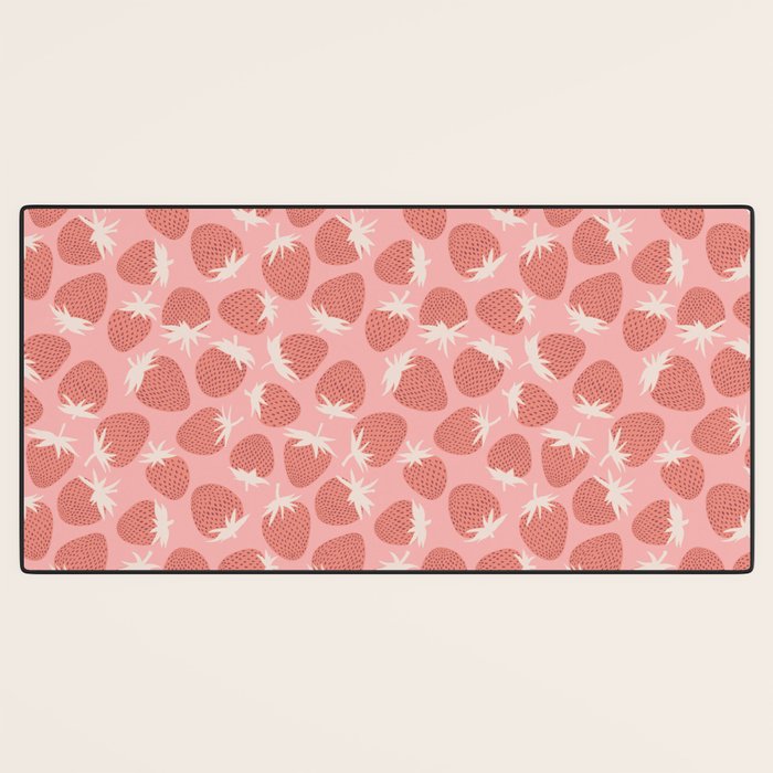 Pink Strawberries Desk Mat Gallery Image 3