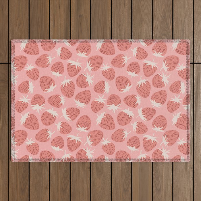 Pink Strawberries Outdoor Rug Gallery Image 1