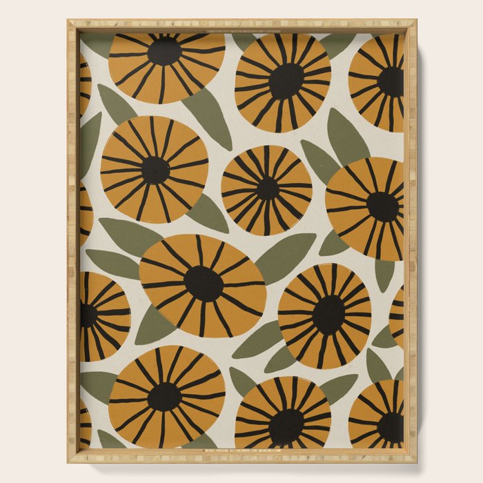 Floral Pattern / Turmeric Yellow & Green Serving Tray Gallery Image 1