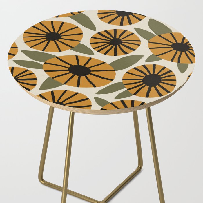 Floral Pattern / Turmeric Yellow & Green Side Table Gallery Image 2