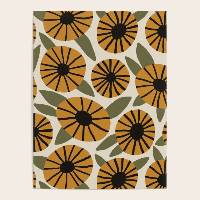 Floral Pattern / Turmeric Yellow & Green Poster Gallery Image 4