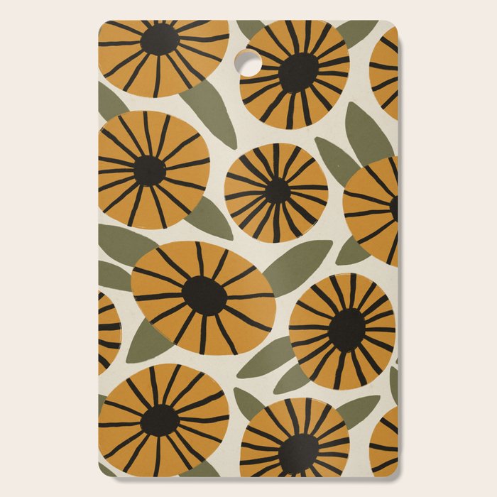 Floral Pattern / Turmeric Yellow & Green Cutting Board Gallery Image 1