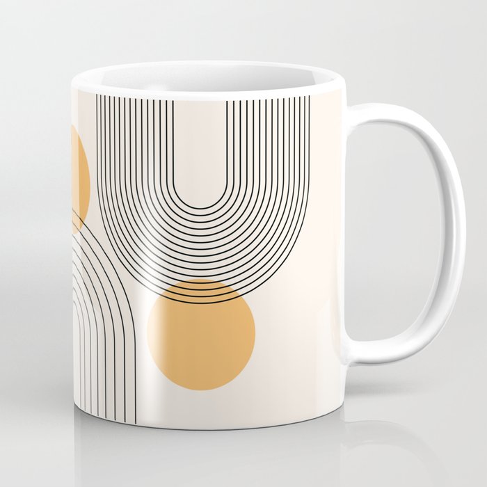 Mid Century Modern Geometric 70 (Rainbow and Sun Abstraction) Coffee Mug Gallery Image 1
