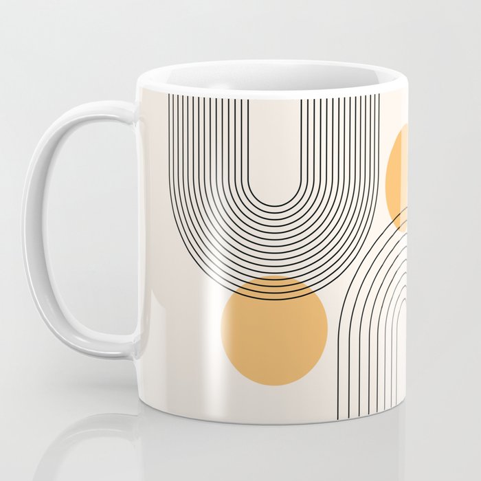 Mid Century Modern Geometric 70 (Rainbow and Sun Abstraction) Coffee Mug Gallery Image 3