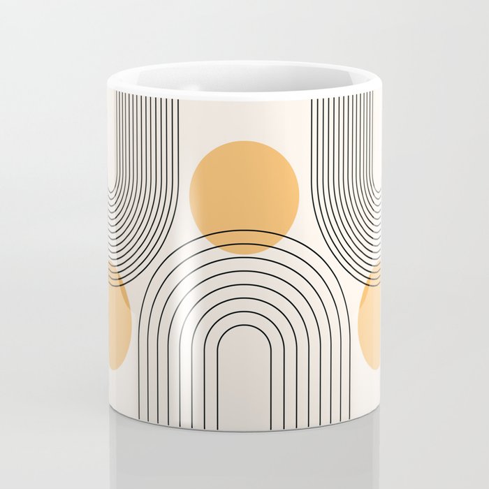 Mid Century Modern Geometric 70 (Rainbow and Sun Abstraction) Coffee Mug Gallery Image 4