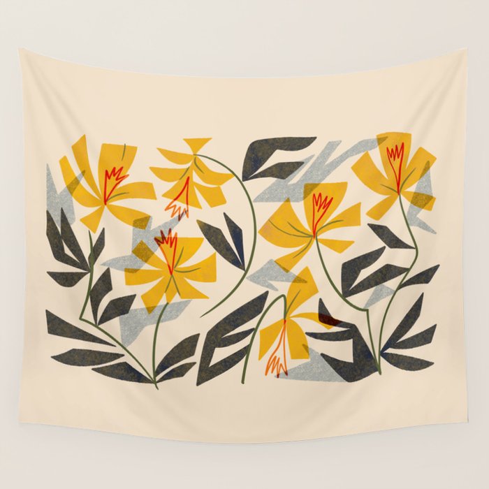 Wild Yellow Lilies Wall Tapestry Gallery Image 1