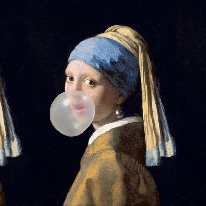 Girl with pearl earring blowing bubble gum Coffee Mug Gallery Image 2