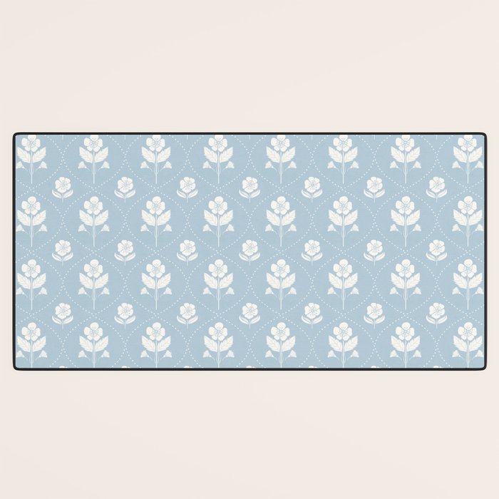 Delicate Blue Floral Pattern Desk Mat Gallery Image 3