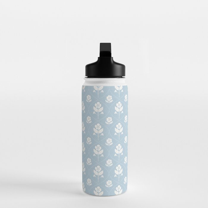 Delicate Blue Floral Pattern Water Bottle Gallery Image 3