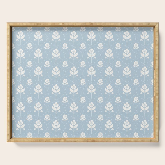 Delicate Blue Floral Pattern Serving Tray Gallery Image 1