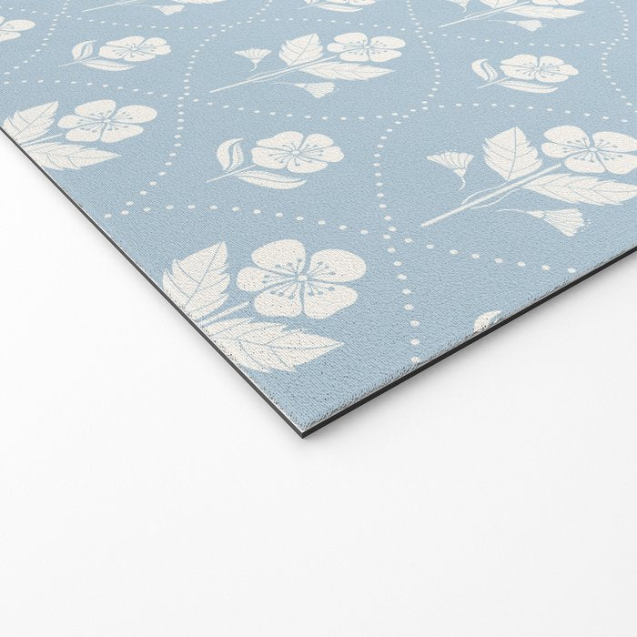 Delicate Blue Floral Pattern Welcome Mat Gallery Image 2