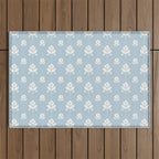 Delicate Blue Floral Pattern Outdoor Rug Gallery Image 1