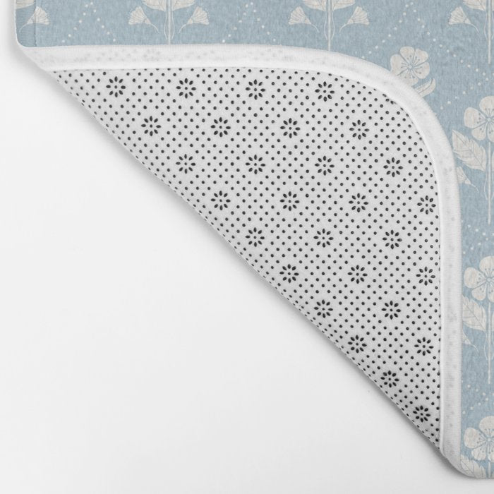 Delicate Blue Floral Pattern Bath Mat Gallery Image 2