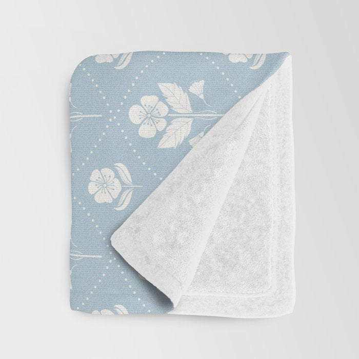 Delicate Blue Floral Pattern Throw Blanket Gallery Image 3