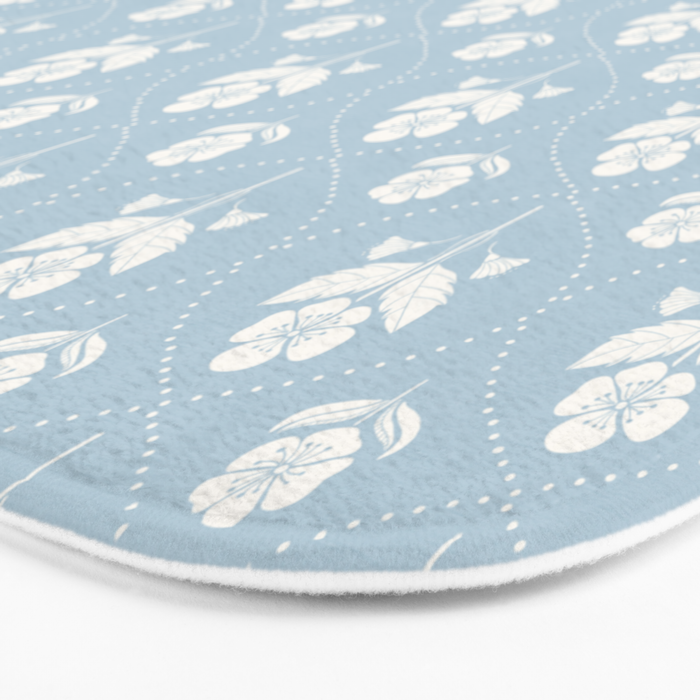 Delicate Blue Floral Pattern Bath Mat Gallery Image 3