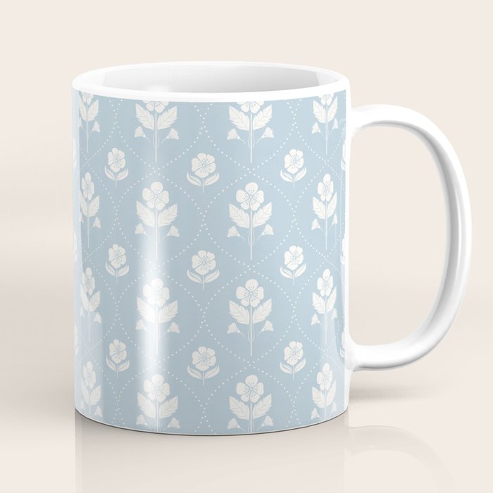 Delicate Blue Floral Pattern Coffee Mug Gallery Image 1