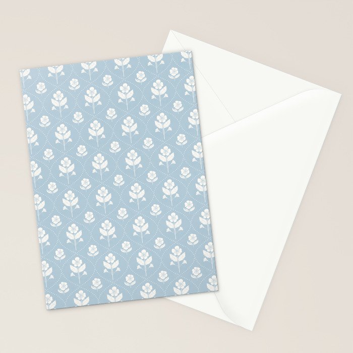 Delicate Blue Floral Pattern Stationery Card Gallery Image 2