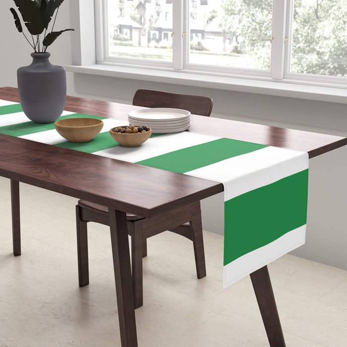 Green and White Stripe Pattern Table Runner Gallery Image 2