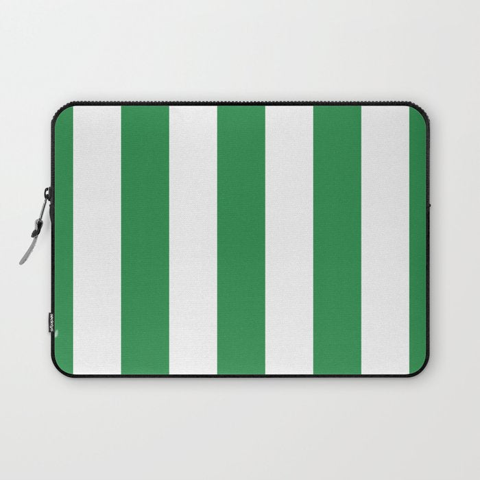 Green and White Stripe Pattern Laptop Sleeve Gallery Image 1