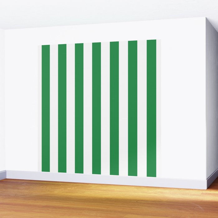 Green and White Stripe Pattern Wall Mural Gallery Image 2